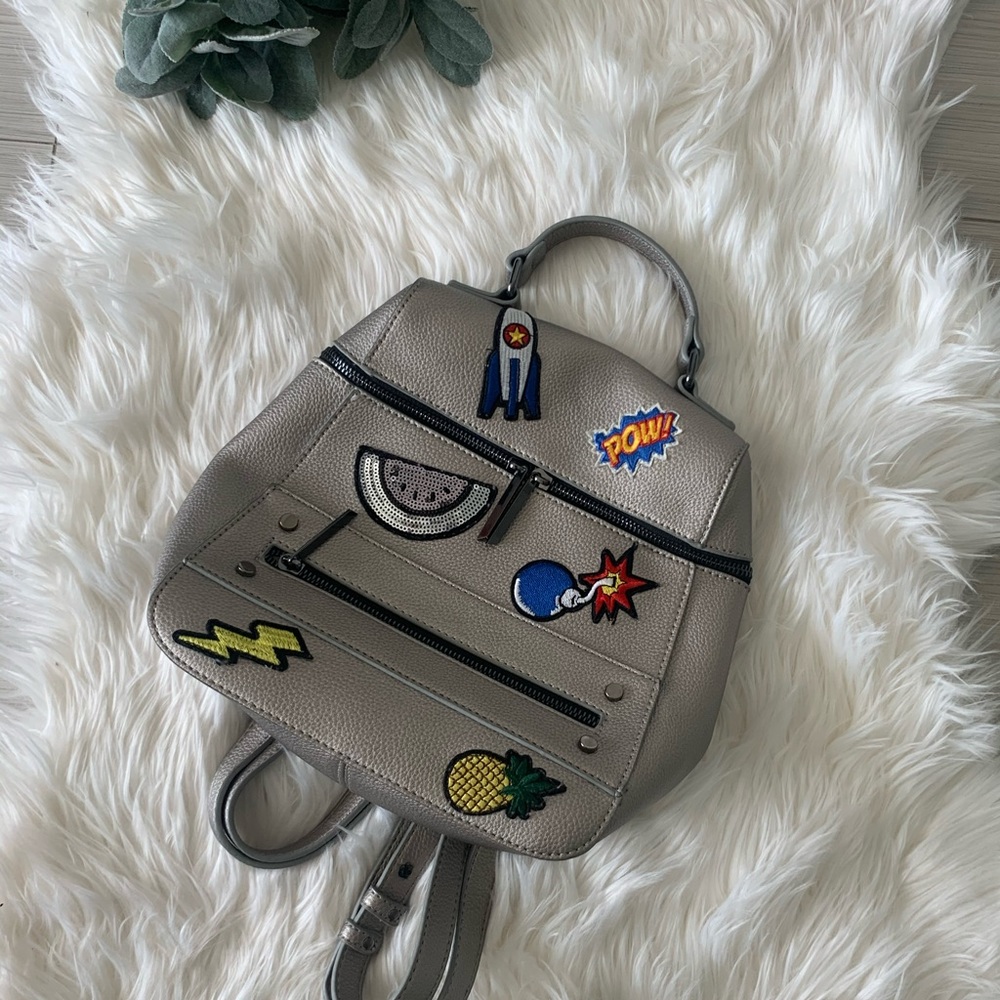 Patchwork Silver Mini Backpack